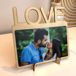 Cornice foto in legno con scritta Love – Idea Regalo San Valentino-Espositori per fotografie-Lol T-shirt