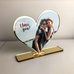 Cuore in plexiglas da tavolo personalizzato con foto - Idea Regalo San Valentino-Espositori per fotografie-Lol T-shirt