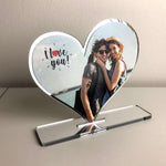 Cuore in plexiglas da tavolo personalizzato con foto - Idea Regalo San Valentino-Espositori per fotografie-Lol T-shirt