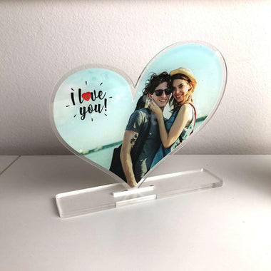 Cuore in plexiglas da tavolo personalizzato con foto - Idea Regalo San Valentino-Espositori per fotografie-Lol T-shirt