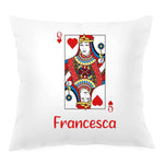 Cuscino Quadrato Personalizzato con Nomi Carta da Poker King e Queen-Cuscino personalizzato-Lol T-shirt