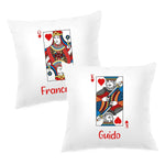 Cuscino Quadrato Personalizzato con Nomi Carta da Poker King e Queen-Cuscino personalizzato-Lol T-shirt
