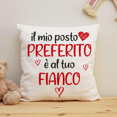 Cuscino Quadrato Personalizzato Il mio posto preferito è al tuo fianco-Cuscino personalizzato-Lol T-shirt