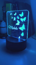 Lampada Led Personalizzata con nome con farfalle