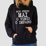 Felpa Donna Non perdo mai o vinco o imparo-Felpa con cappuccio-Lol T-shirt
