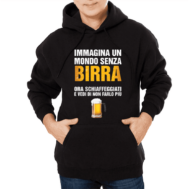 Felpa Uomo Immagina un mondo senza birra-Felpa con cappuccio-Lol T-shirt