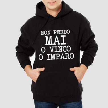Felpa Uomo Non perdo mai o vinco o imparo-Felpa con cappuccio-Lol T-shirt