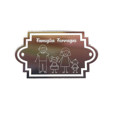 Fuoriporta Personalizzato con Membri della Famiglia in Plexiglass Effetto Specchio Argento-Targa Porta-Lol T-shirt