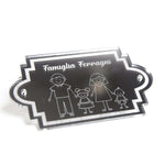 Fuoriporta Personalizzato con Membri della Famiglia in Plexiglass Effetto Specchio Argento-Targa Porta-Lol T-shirt