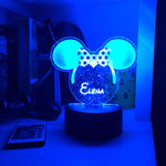 Lampada Led Personalizzata con nome a forma di Orecchie Minnie-Lampada in plexiglass-Lol T-shirt