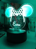 Lampada Led Personalizzata con nome a forma di Orecchie Minnie-Lampada in plexiglass-Lol T-shirt