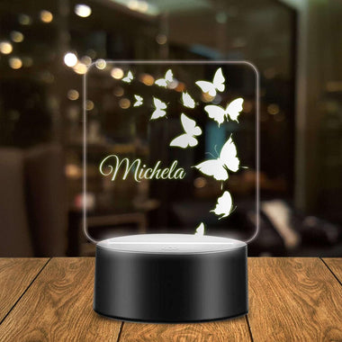 Lampada Led Personalizzata con nome con farfalle-Lampada in plexiglass-Lol T-shirt