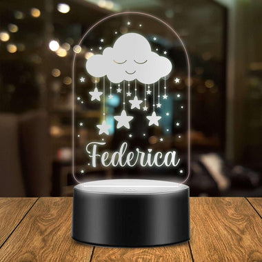 Lampada Led Personalizzata con nome Nuvola-Lampada in plexiglass-Lol T-shirt