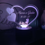Lampada Led Personalizzata con nomi a forma di cuore-Lampada in plexiglass-Lol T-shirt