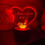 Lampada Led Personalizzata con nomi a forma di cuore-Lampada in plexiglass-Lol T-shirt
