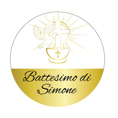 50 pz Bollini Adesivi Bomboniera (Battesimo/ Nascita/ Comunione/ Cresima)
