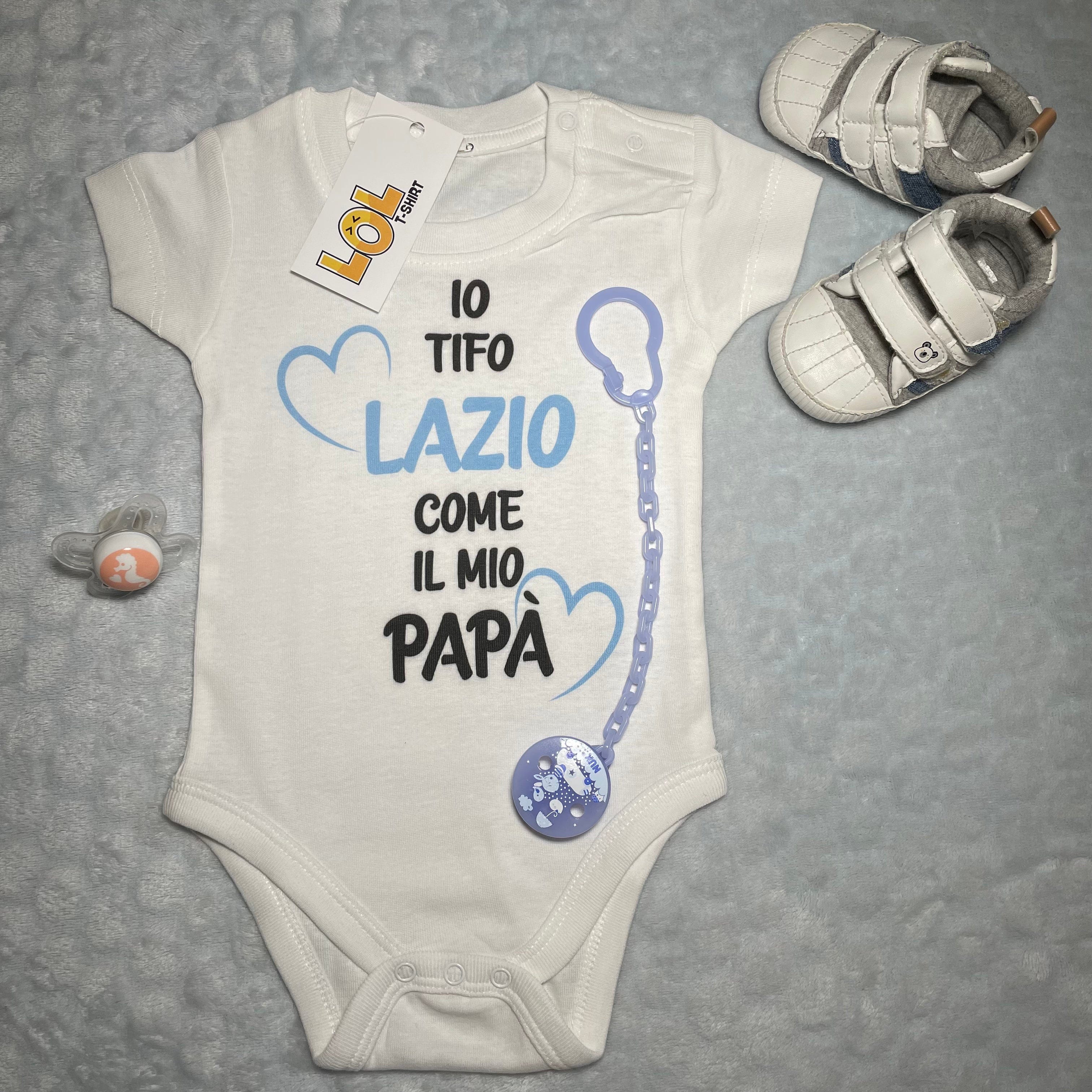 Lol T-Shirt Body per bimbi Io tifo Lazio come il mio papà