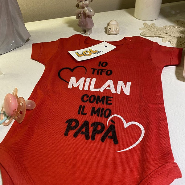 Io tifo Milan come il mio papà | Body Neonato Manica Corta