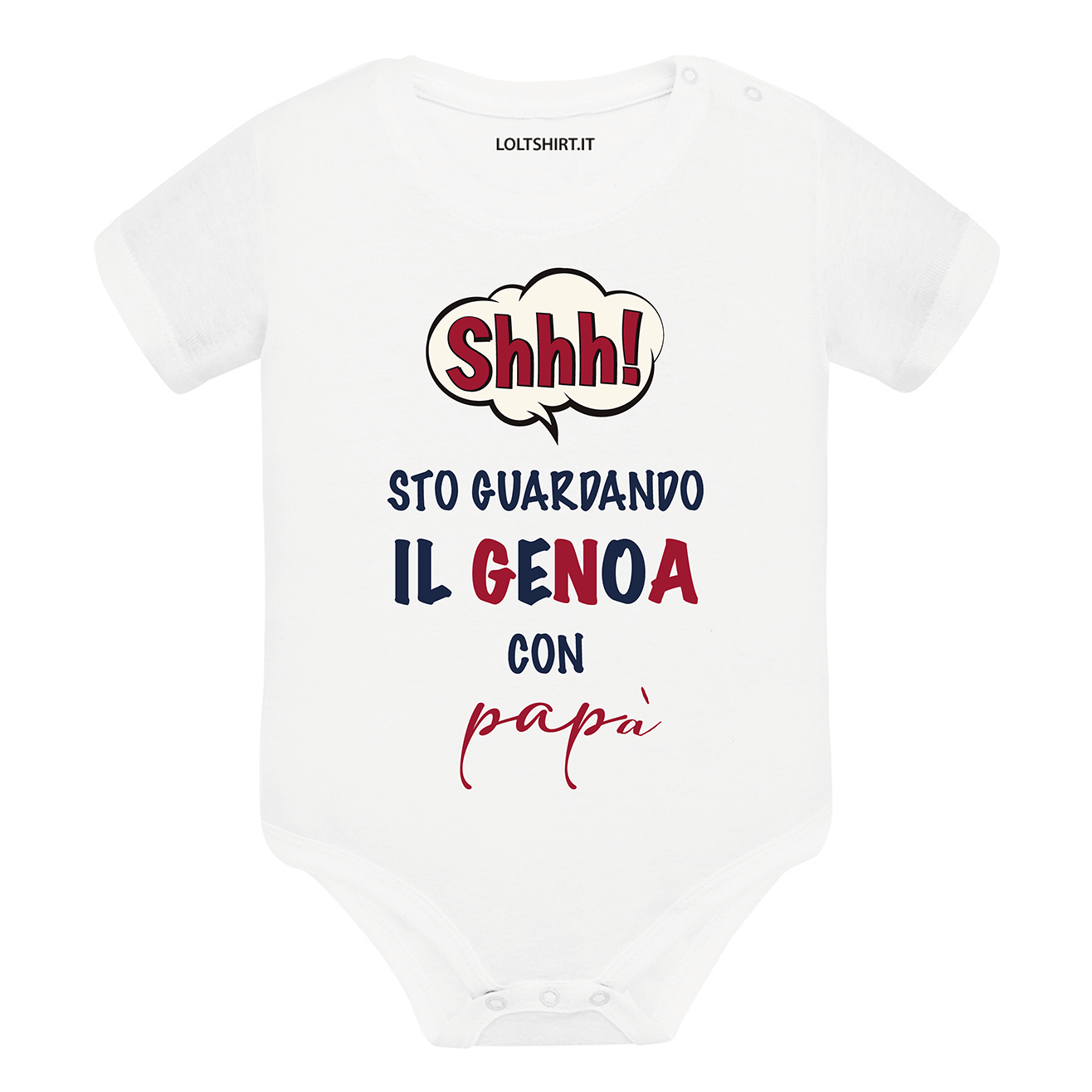 Lol T-Shirt Body per bimbi Shh sto guardando il Genoa con papà