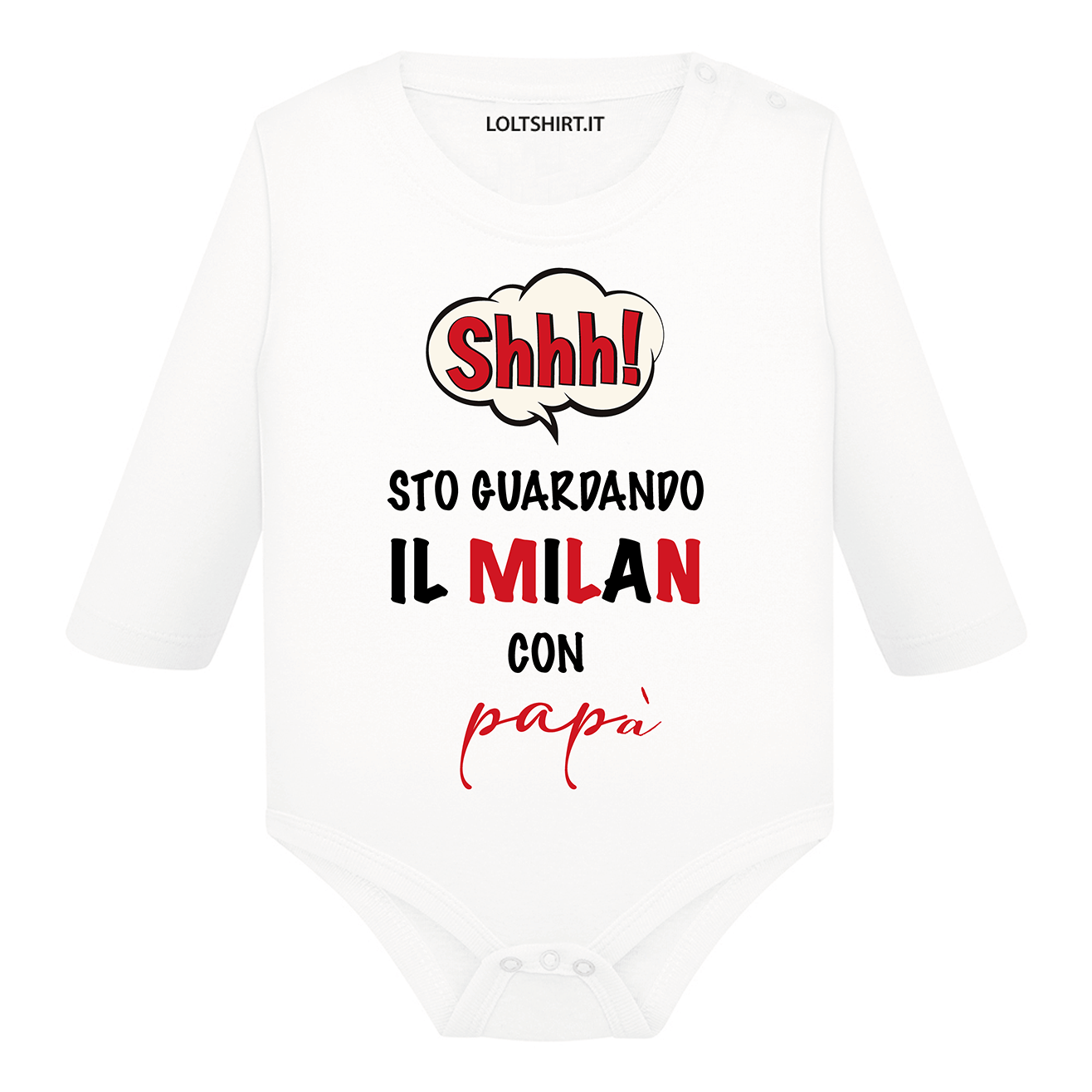 Lol T-Shirt Body per bimbi Shh sto guardando il Milan con papà