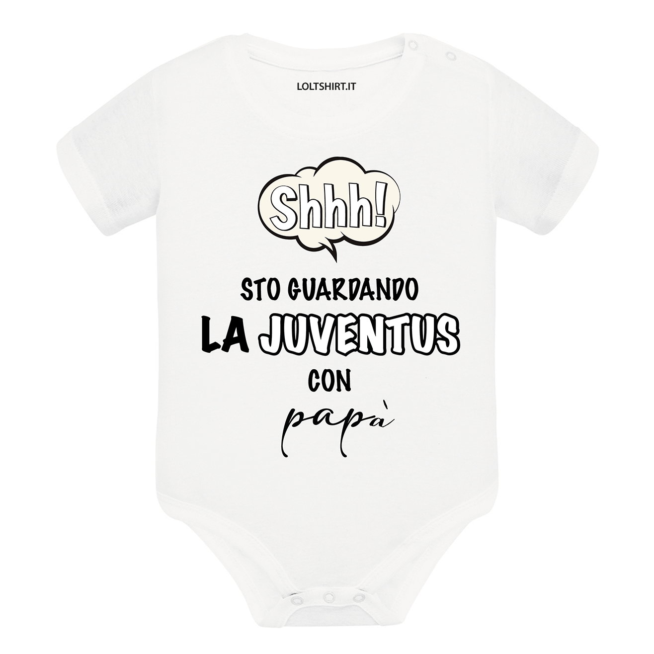 Lol T-Shirt Body per bimbi Shh sto guardando la Juventus con papà
