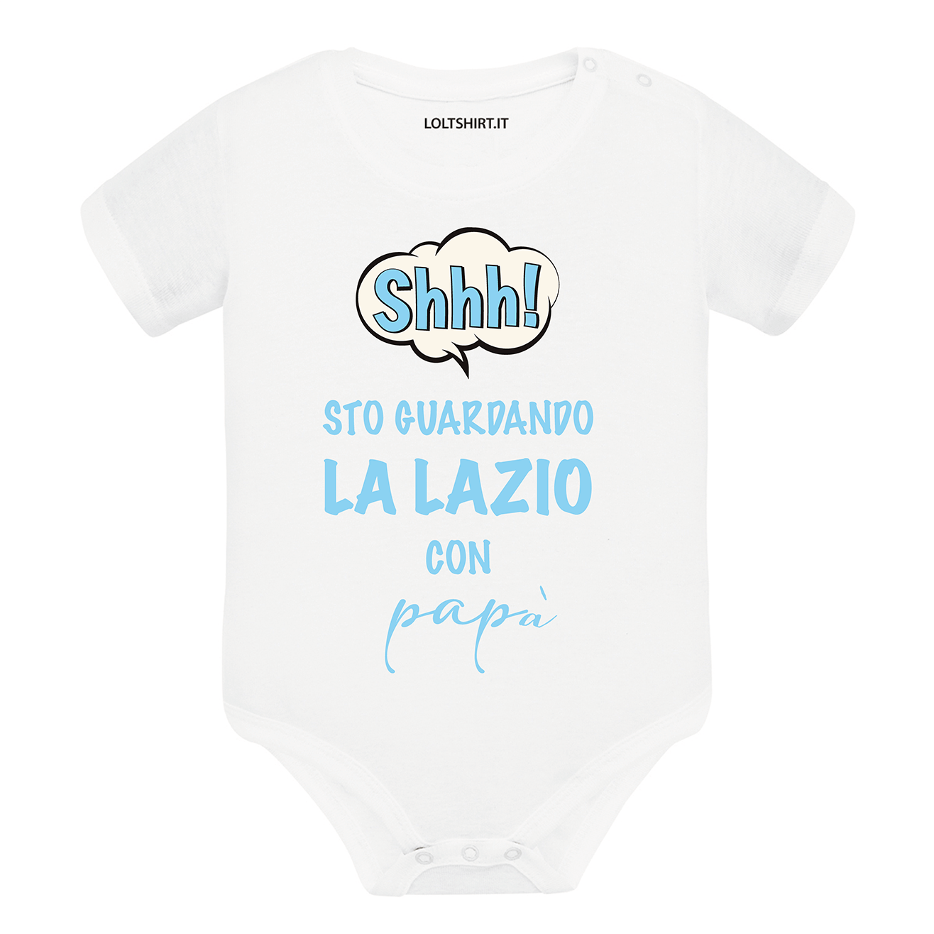 Lol T-Shirt Body per bimbi Shh sto guardando la Lazio con papà