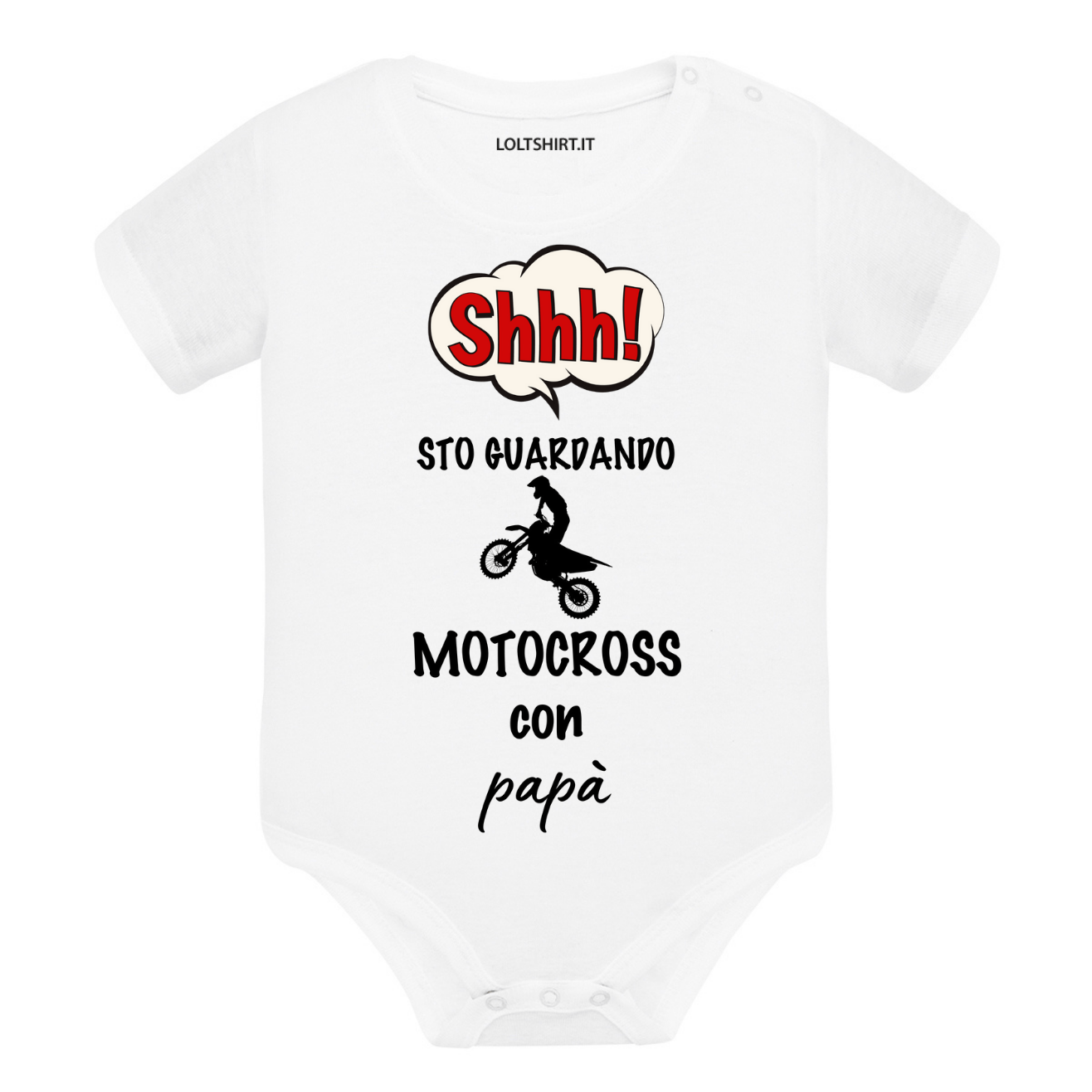 Lol T-Shirt Body per bimbi Shh sto guardando motocross con papà
