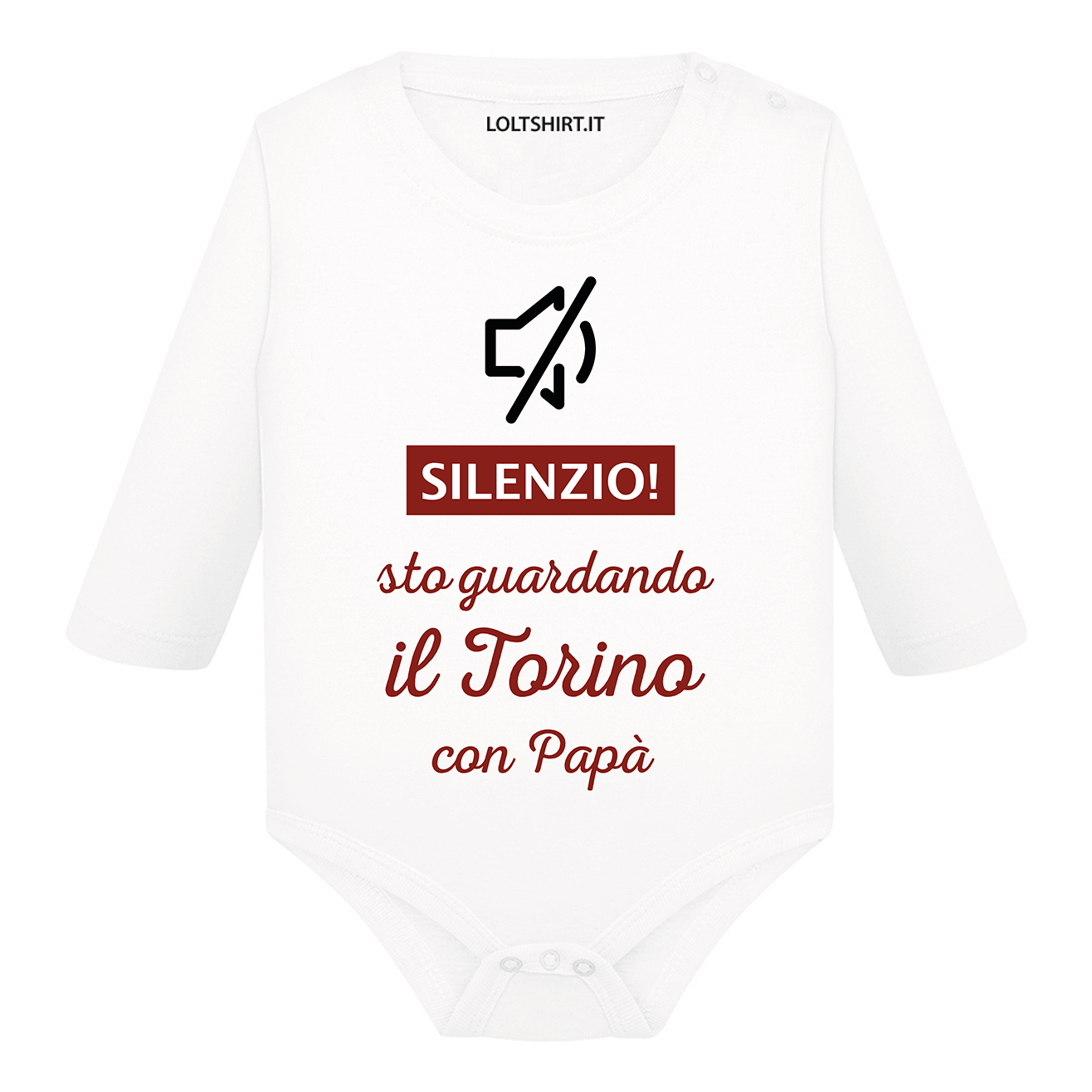 Lol T-Shirt Body per bimbi Silenzio sto guardando il Torino con papà