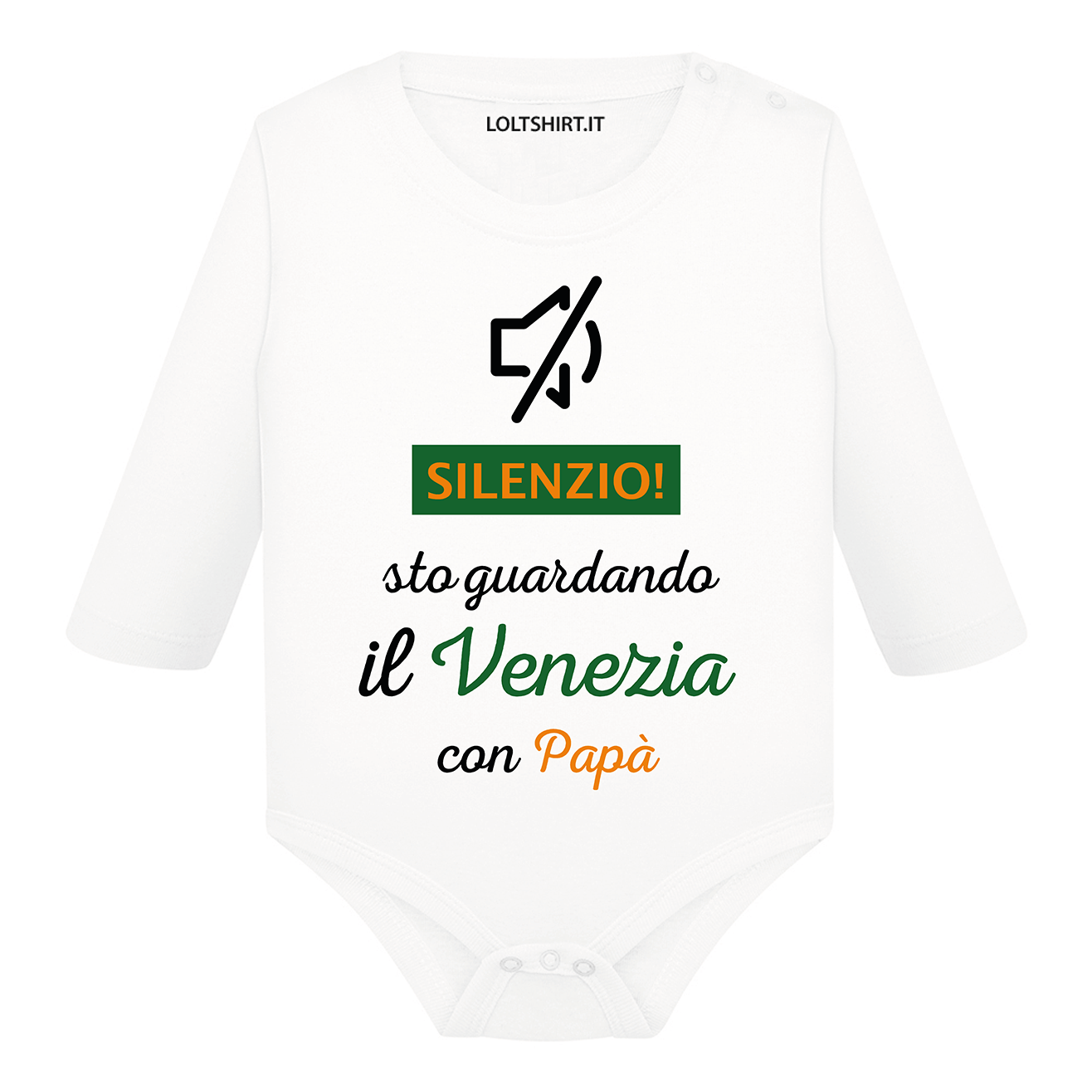 Lol T-Shirt Body per bimbi Silenzio sto guardando il Venezia con papà