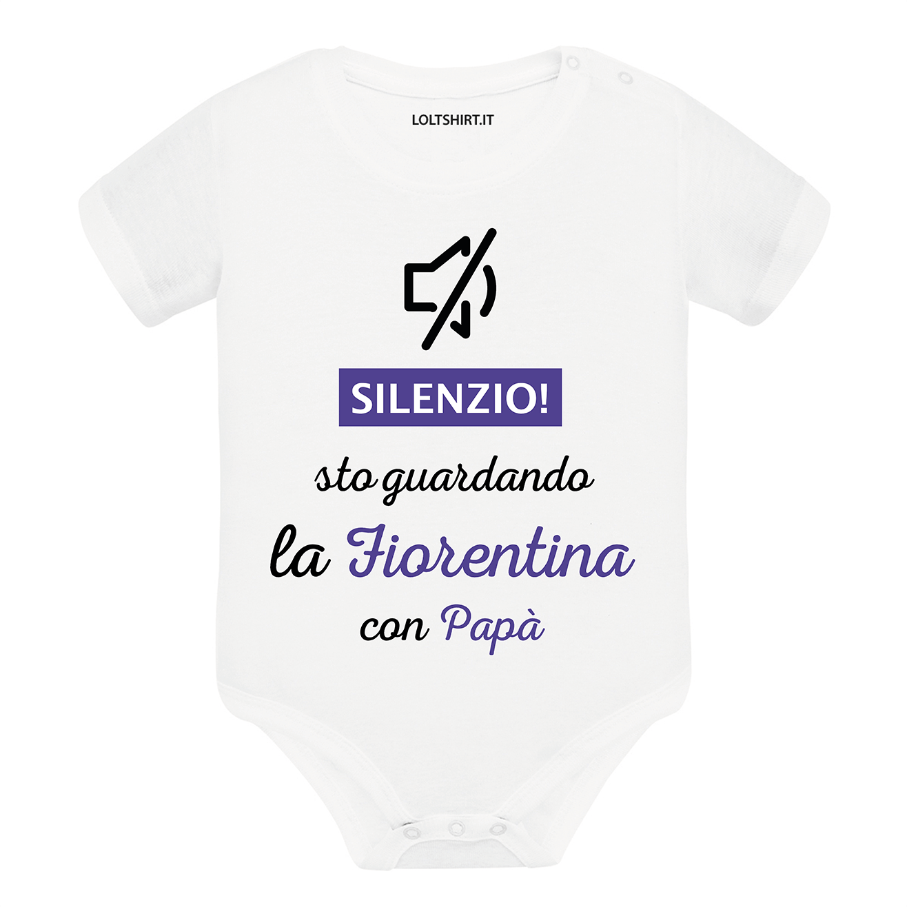 Lol T-Shirt Body per bimbi Silenzio sto guardando la Fiorentina con papà