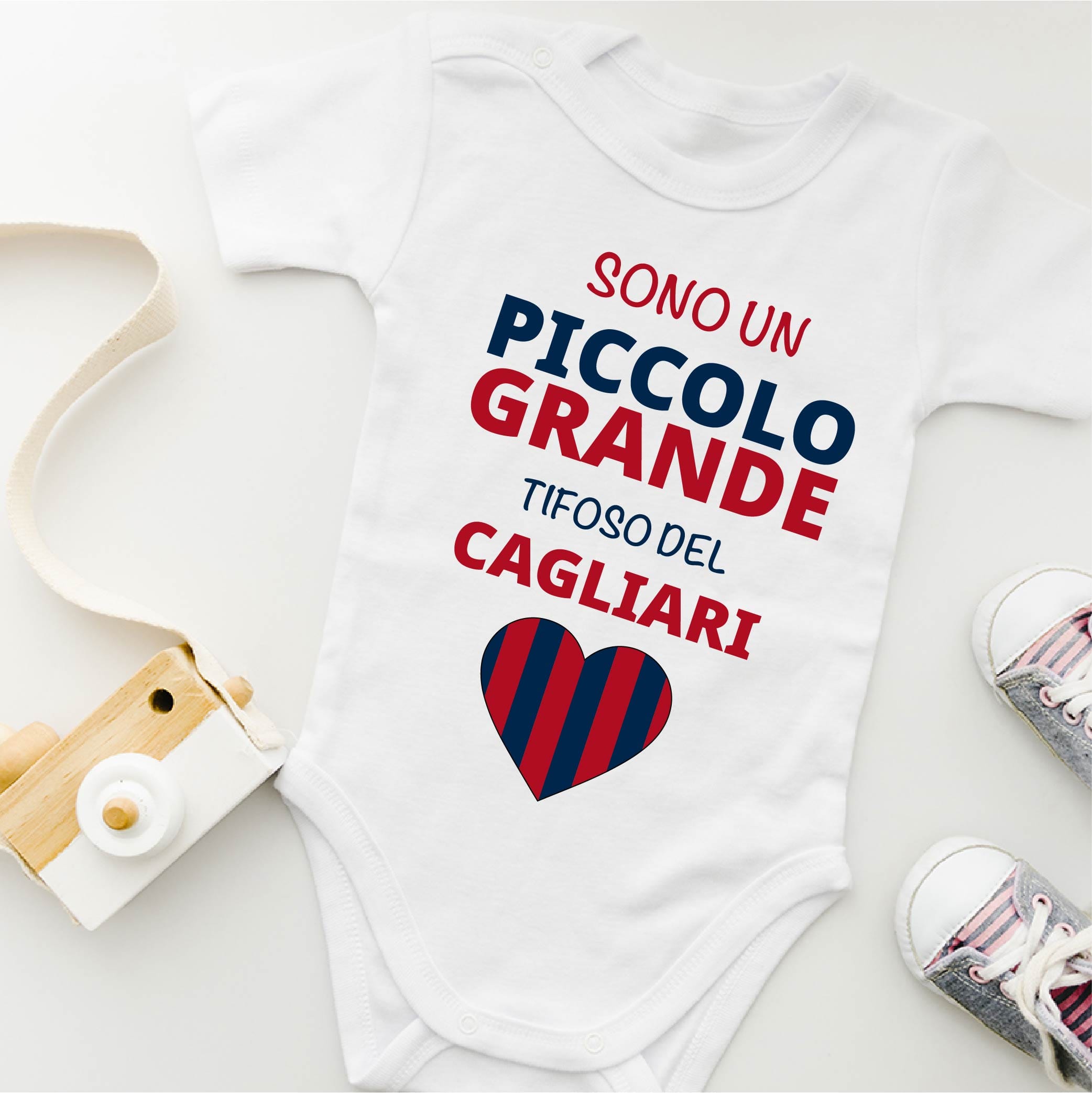 Lol T-Shirt Body per bimbi Sono un piccolo grande tifoso del Cagliari