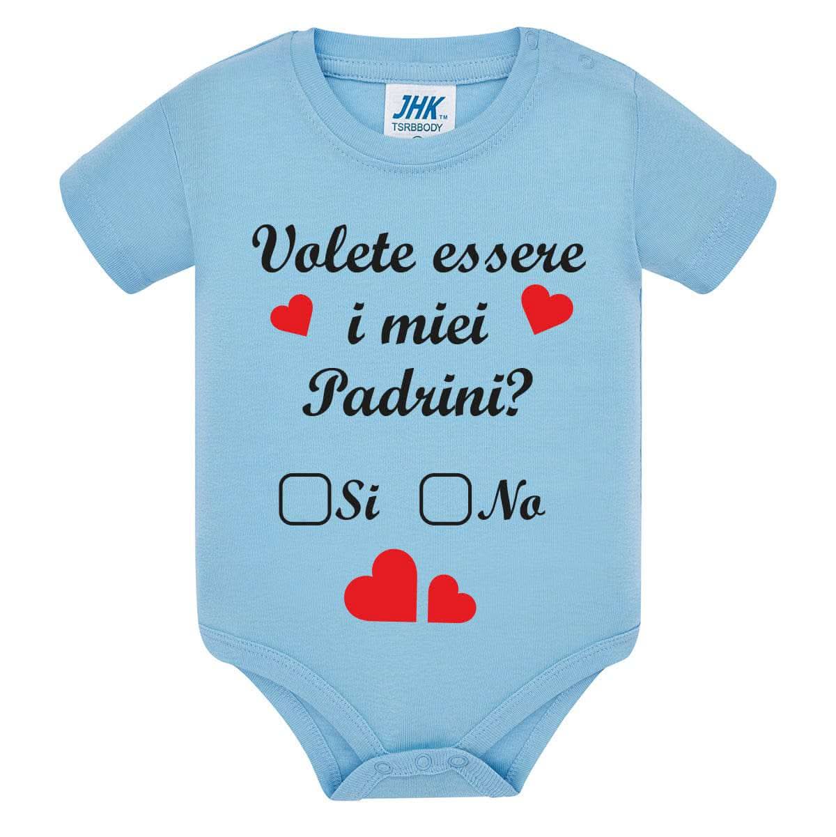 Lol T-Shirt Body per bimbi 3 Mesi / Azzurro Volete essere i miei padrini?