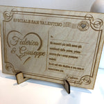 Cartolina da tavolo in Legno Personalizzata con Dedica – Idea Regalo San Valentino Cartolina in legno