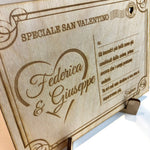 Cartolina da tavolo in Legno Personalizzata con Dedica – Idea Regalo San Valentino Cartolina in legno