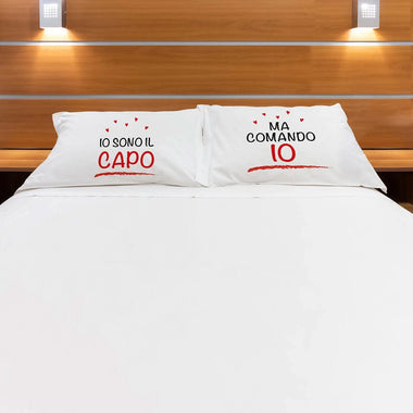 Coppia di federe matrimoniali Io sono il capo - Idea Regalo Federe per cuscino