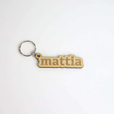Portachiavi in legno personalizzato con nome intarsiato in rilievo Portachiavi