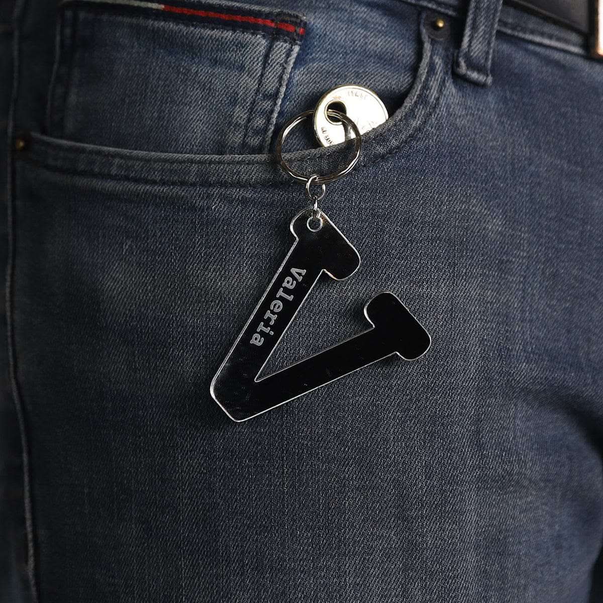 Portachiavi Lettera Con Farfalla E Nappe Blu - Ideale Regalo Per Donne - Foto 6