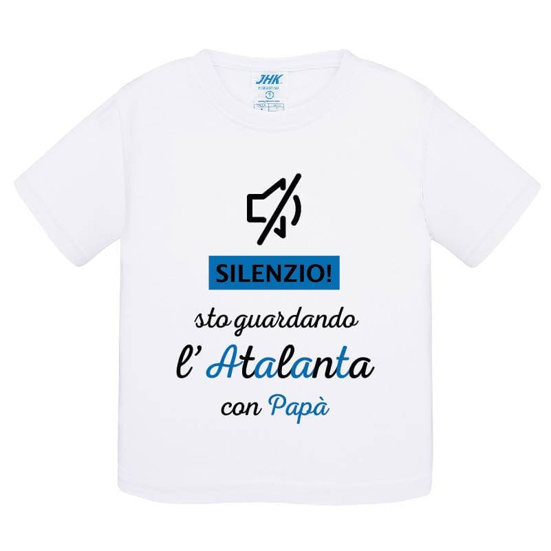 Lol T-Shirt T-shirt 0 anni Silenzio sto guardando l'Atalanta con mio papà