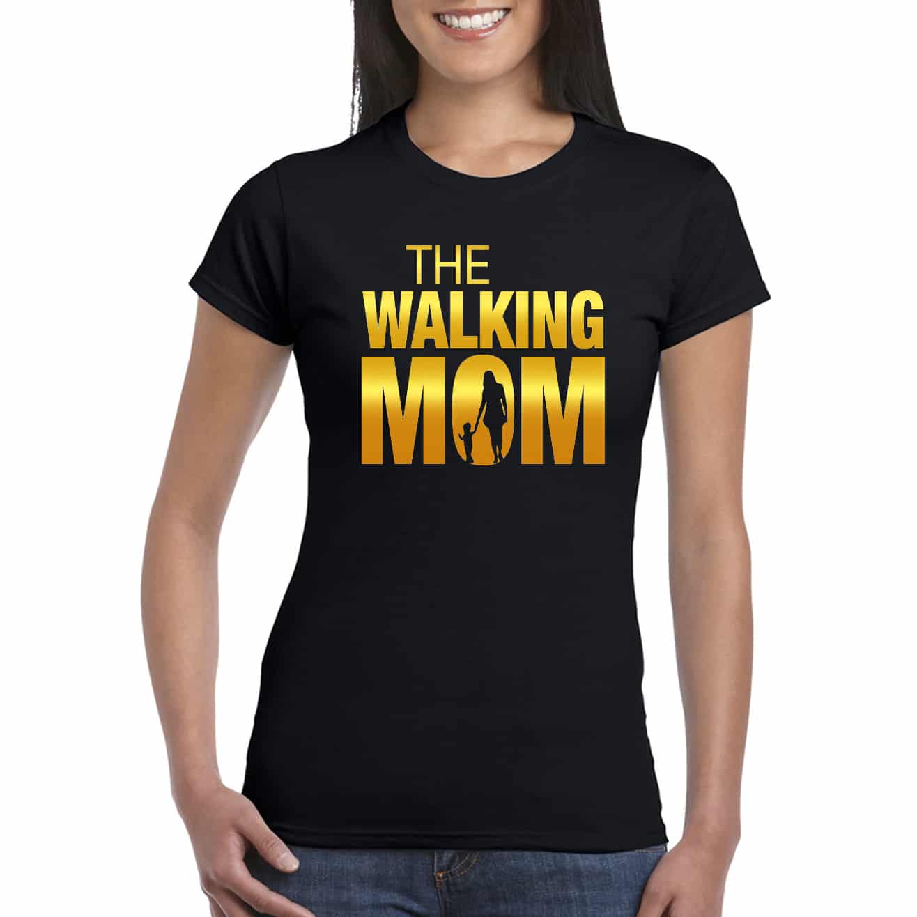 Lol T-Shirt T-shirt S / Nera con scritta Oro The Walking Mom