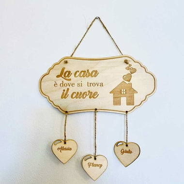 Targhetta famiglia in legno con incisione personalizzata