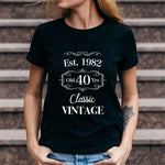T-shirt Donna Est. 1982 old 40 Yrs Classic Vintage-T-shirt-Lol T-shirt