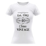T-shirt Donna Est. 1982 old 40 Yrs Classic Vintage-T-shirt-Lol T-shirt