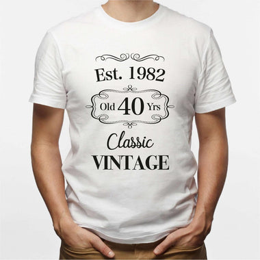 T-shirt Uomo Est. 1982 old 40 Yrs Classic Vintage-T-shirt-Lol T-shirt