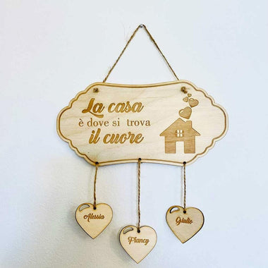 Targhetta famiglia in legno con incisione personalizzata-Targa in legno-Lol T-shirt